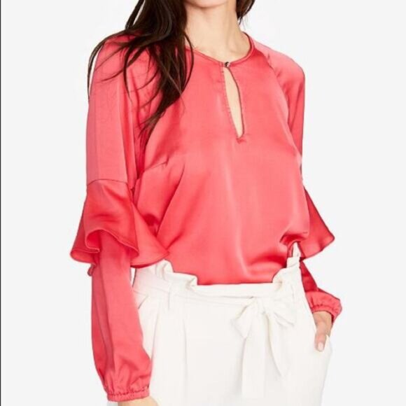 RACHEL Rachel Roy Women's Ruffled Keyhole Blouse Size M - Picture 1 of 4